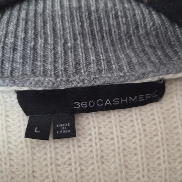 Women's Cream and Gray 360 Cashmere Sweater - Picture 2 of 9